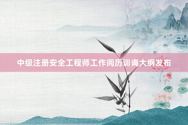 中级注册安全工程师工作阅历训诲大纲发布